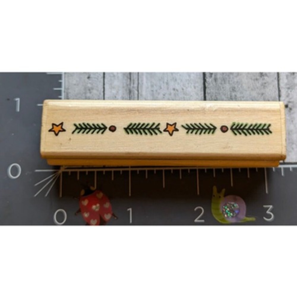 Uptown Star Fir Border Evergreen D25016 Rubber Stamp Wood #G7